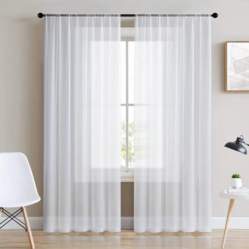 Tulle Texture White Curtains