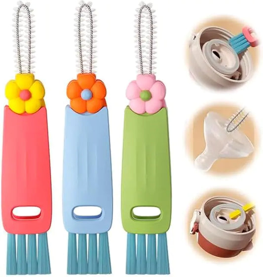 3 in 1 Cup Lid Cleaning Brush Multi-Purpose Cleaning Brush 3 in 1 Cleaning Brush Crevice Cleaning Brush for Cups and Bottles in Tight Spaces Home Kitchen Cleaning Tools