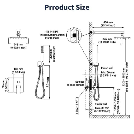 Shower System Shower Mixer Combo Set Wall-mounted