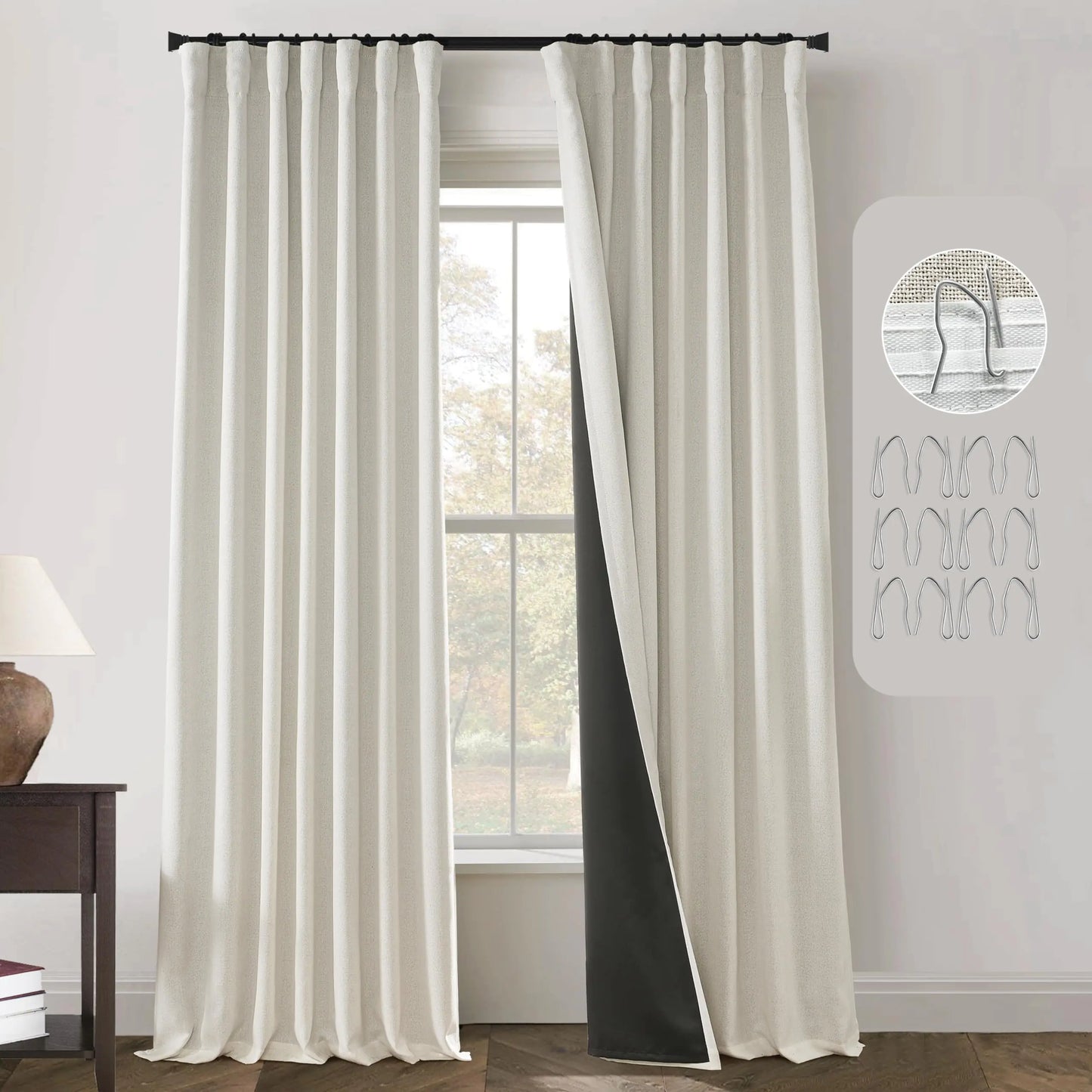 PANELSBURG Modern Neutral Cream Curtains 92 Inches Long Floor Length Curtains for Boys Girls Cute Bedroom Blackout 92 Inch Curtains Long Window Curtains Living Room