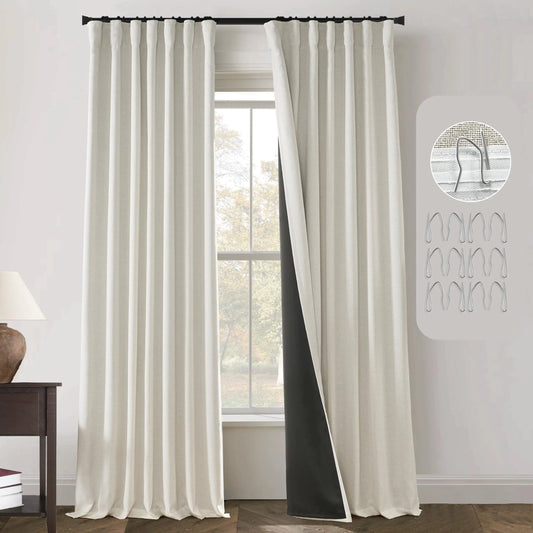 PANELSBURG Modern Neutral Cream Curtains 92 Inches Long Floor Length Curtains for Boys Girls Cute Bedroom Blackout 92 Inch Curtains Long Window Curtains Living Room