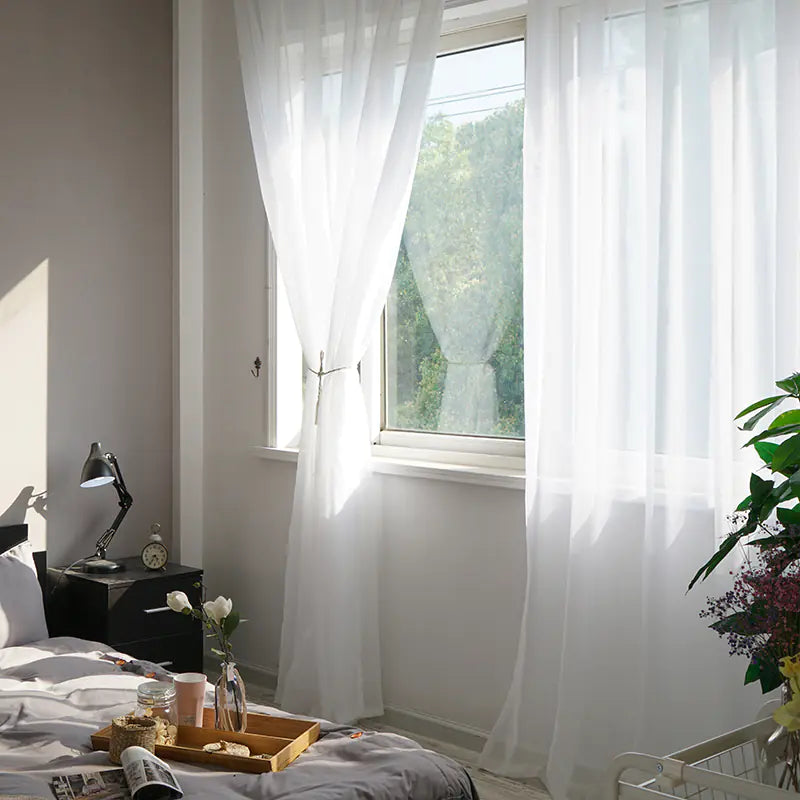 Tulle Texture White Curtains