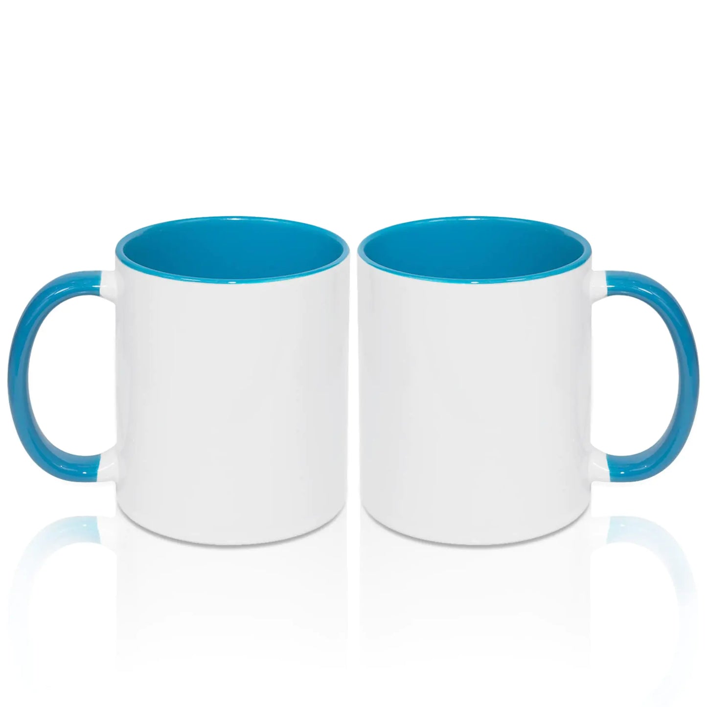 MR.R 11oz Sublimation Blank Coffee MugsCup Blank White Mug Cup with Light Blue Color Mug Inner and HandleSet of 2