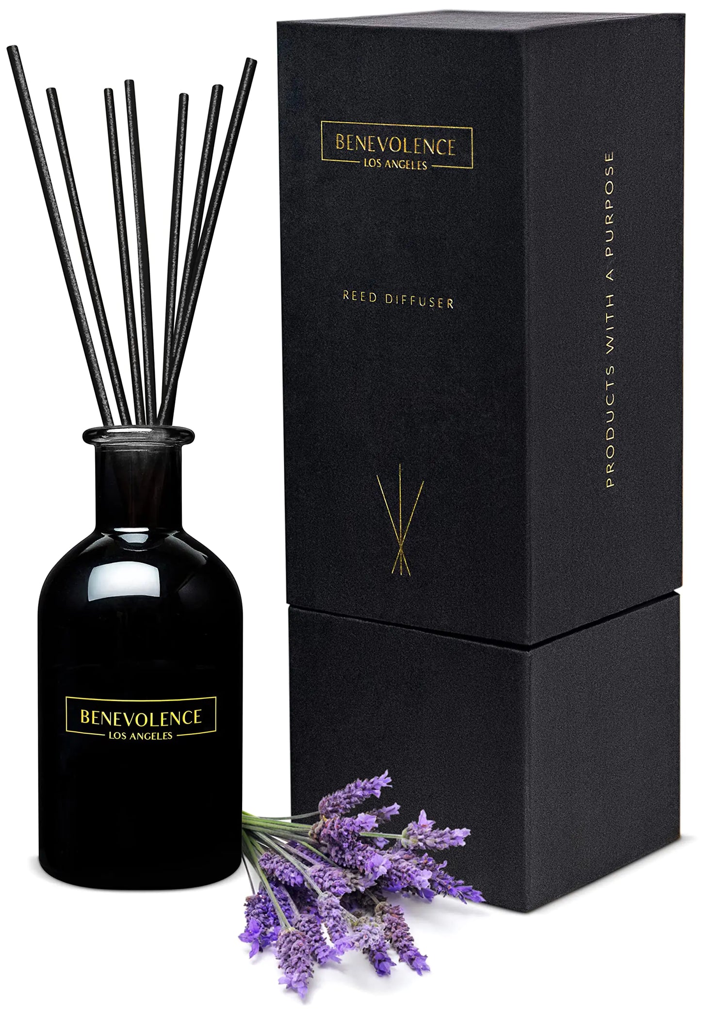 Benevolence LA Reed Diffuser Set Lavender & Eucalyptus Fragrance Diffuser Aromatherapy Diffuser Scented Oil Reed Diffuser Sticks Scented Sticks Diffuser Stress Relief