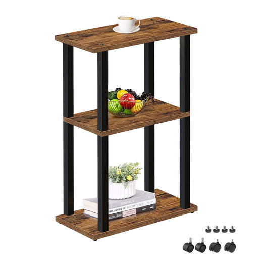 TUTOTAK Small Side Table Narrow End Table Bedside Table Couch Side Table with Wheels for Living Room or Bedroom Brown TB01BB061