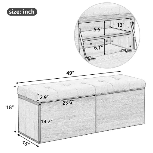 49-inch Storage Shelves, Locker Storage, Footstool